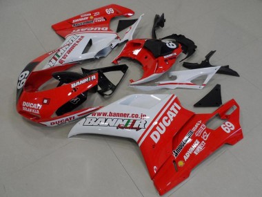 Purchase 2007-2014 Ducati 848 1098 1198 Motorcycle Fairings - White Red Glossy Black Banner 69 Canada