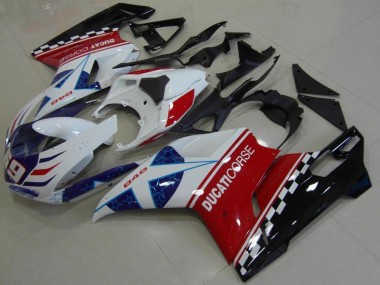 Purchase 2007-2014 Ducati 848 Motorcycle Fairing - White Red Blue Glossy Black Corse 69 Canada