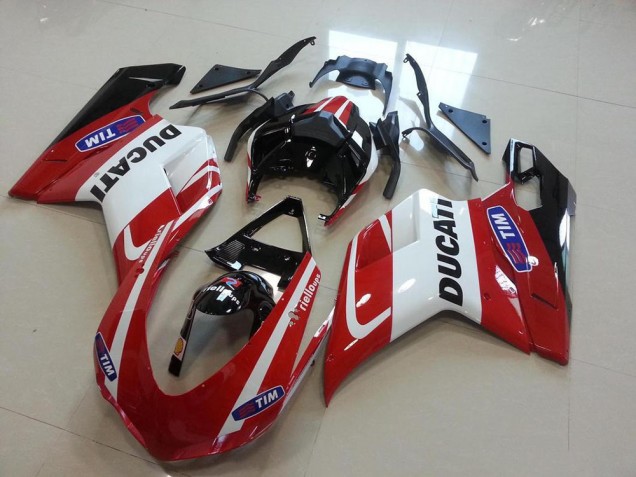 2007-2014 Ducati 848 1098 1198 Motorcycle Fairings - White Red Glossy Black Tim Canada