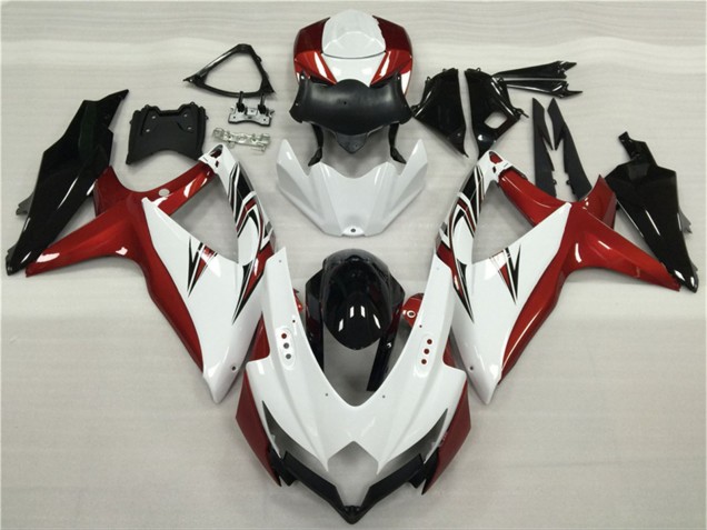 2008-2010 Suzuki GSXR 600/750 Motorcycle Fairings - White Red Glossy Black Canada
