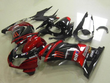 Purchase 2008-2012 Kawasaki ZX250R Motorcycle Fairings - Candy Red Glossy Black Elf Touch4 Monster Canada
