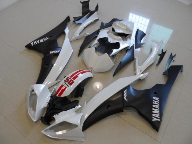 2008-2016 Yamaha YZF R6 Bike Fairings - White Red Matte Black Canada