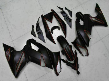 Purchase 2009-2011 Kawasaki EX650 Motorcycle Fairings - Matte Black Red Stripe Canada