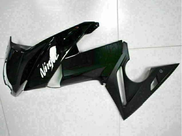 2009-2011 Kawasaki EX650 Motorcycle Fairings - Glossy Black White Decal Canada