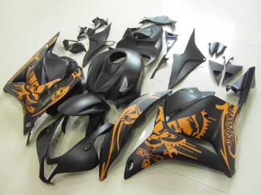 Purchase 2009-2012 Honda CBR600RR Motorcycle Fairings - Matte Black Orange Skull Canada