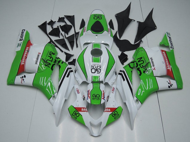 2009-2012 Honda CBR600RR Motorcycle Fairings - White Green Red Go Fun Canada
