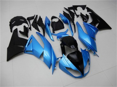 Purchase 2009-2012 Kawasaki ZX6R Motorcycle Fairings - Light Blue Glossy Black Canada