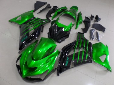Purchase 2012-2024 Kawasaki ZX14R ZZR1400 Motorcycle Fairings - Green Glossy Black Canada