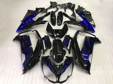 Purchase 2012-2016 Kawasaki EX650 Motorcycle Fairings - Glossy Black Blue Flame Canada