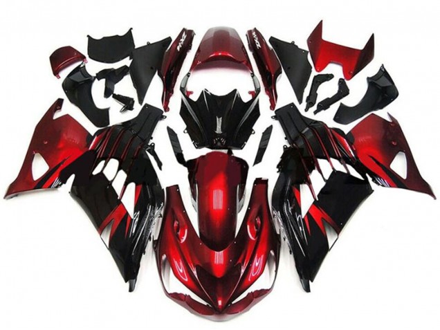 2012-2024 Kawasaki ZX14R ZZR1400 Motorcycle Fairings - Red Glossy Black Canada