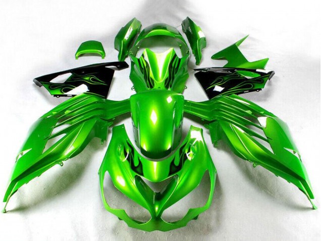 2012-2024 Kawasaki ZX14R ZZR1400 Motorcycle Fairing - Green Glossy Black Canada