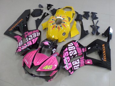 Purchase 2013-2023 Honda CBR600RR Motorcycle Fairings - Yellow Pink Glossy Black Rossi 46 Canada