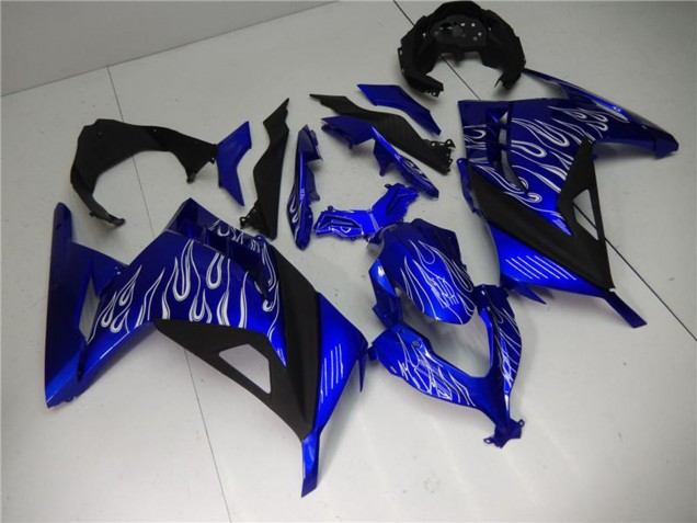 2013-2017 Kawasaki Ninja 300 EX300R Motorcycle Fairings - Blue Black White Flame Canada