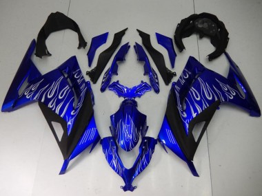 Purchase 2013-2017 Kawasaki Ninja 300 EX300R Motorcycle Fairings - Blue Black White Flame Canada