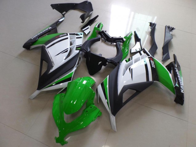 2013-2018 Kawasaki ZX300R Motorcycle Fairings - White Green Matte Black Canada