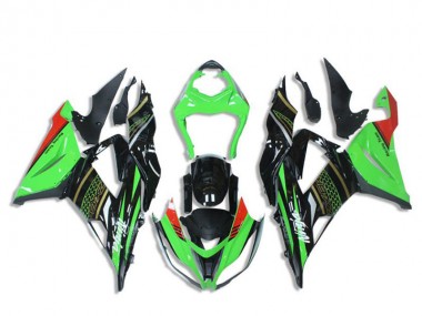 Purchase 2013-2018 Kawasaki ZX6R Motorcycle Fairings - Green Glossy Black Red Honeycomb Canada