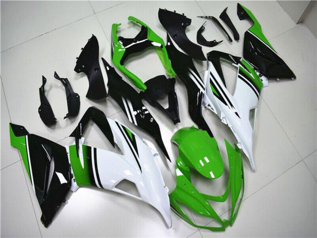 2013-2018 Kawasaki ZX6R Motorcycle Fairings - Green White Glossy Black Canada