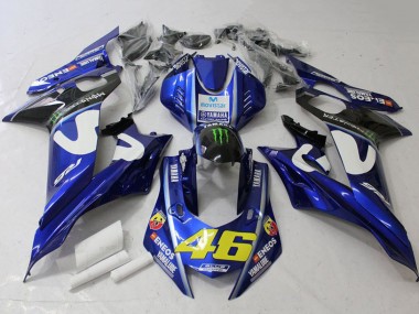 Purchase 2017-2023 Yamaha YZF R6 Motorcycle Fairings - White Blue Green Monster MoviStar Canada