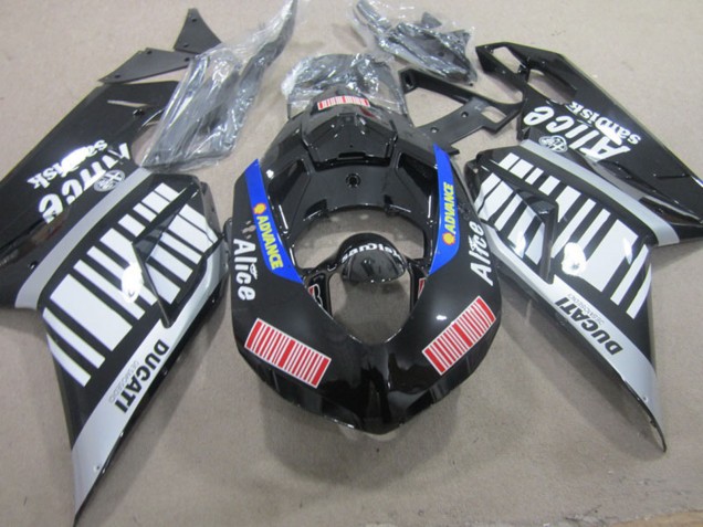 2007-2014 Ducati 848 1098 1198 Motorcycle Fairings - Silver Red Blue Glossy Black Alice Canada