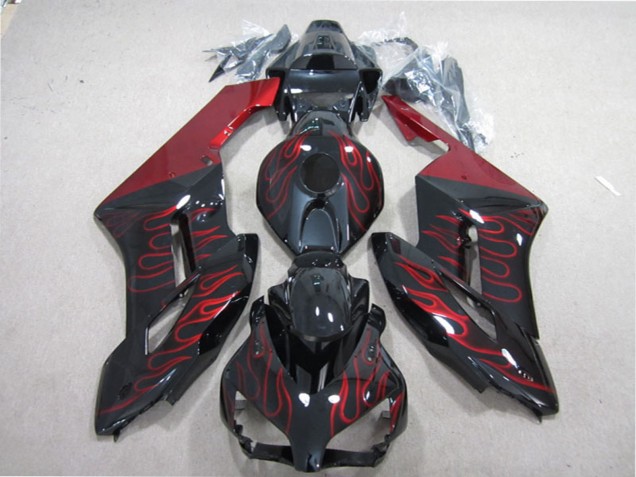 2004-2005 Honda CBR1000RR Motorcycle Fairing - Glossy Black Red Flame Canada