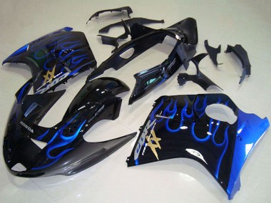 Purchase 1996-2007 Honda CBR1100XX Blackbird Abs Motorcycle Fairings - Glossy Black Blue Flame Canada