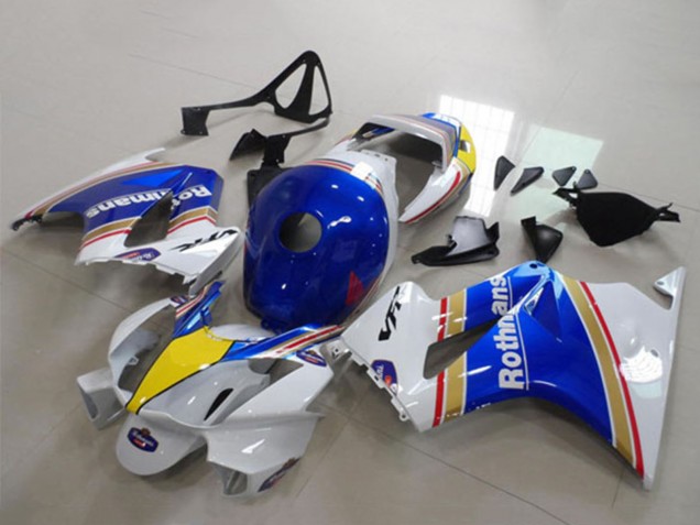 2002-2013 Honda VFR 800 Motorcycle Fairings - White Blue Yellow Rothmans Canada