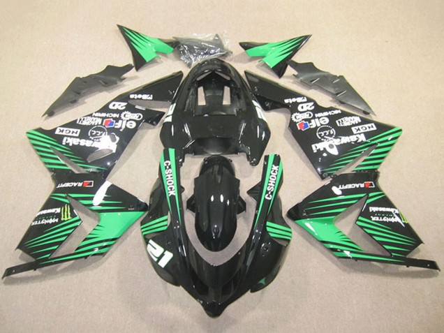 2004-2005 Kawasaki ZX10R Motorcycle Fairings - Black Green C-Shock Monster Canada