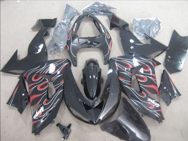 Purchase 2006-2007 Kawasaki ZX10R Motorcycle Fairings - Glossy Black Red White Flame Canada