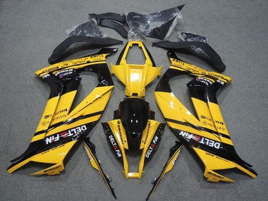 Purchase 2011-2015 Kawasaki ZX10R Motorcycle Fairings - Yellow Glossy Black Delt Fin Canada