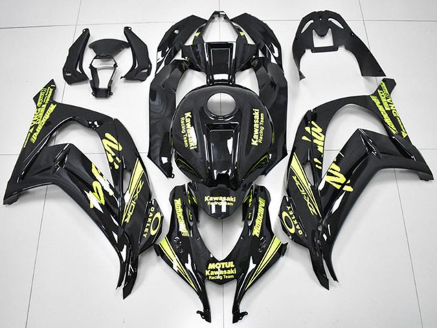 2016-2020 Kawasaki ZX10R Motorcycle Fairings - Glossy Black Yellow Motul Racing Team Motocard Canada
