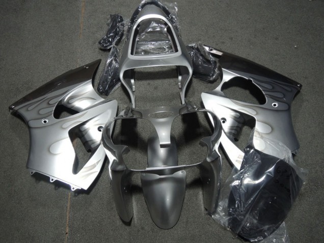 2000-2002 Kawasaki ZX6R Motorcycle Fairings - Silver Grey Flame Canada