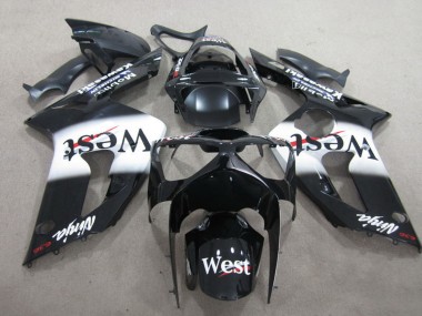 Purchase 2003-2004 Kawasaki ZX6R Motorcycle Fairing - Glossy Black White West Canada