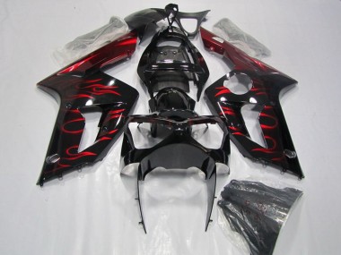 Purchase 2003-2004 Kawasaki ZX6R Motorcycle Fairing - Glossy Black Red Flame Canada