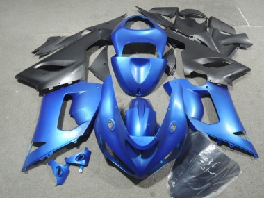 Purchase 2005-2006 Kawasaki ZX6R Motorcycle Fairing Kits - Blue Matte Black Canada