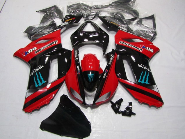 2007-2008 Kawasaki ZX6R Motorcycle Fairings - Red Black Monster Canada