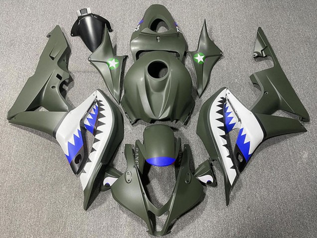 2007-2008 Honda CBR600RR Motorcycle Fairings - Army Green White Blue Shark Canada