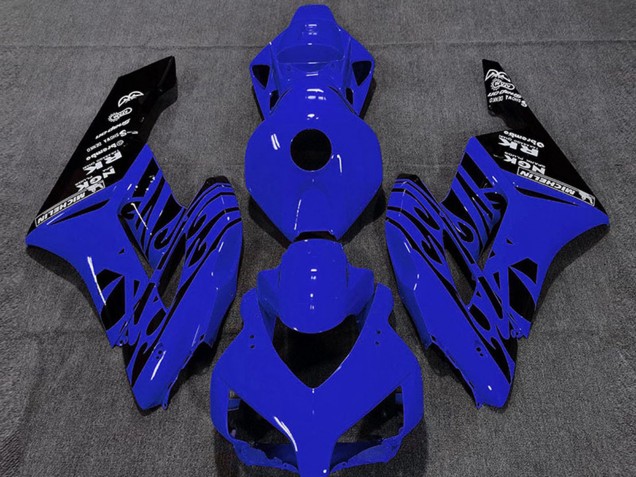 2004-2005 Honda CBR1000RR Motorcycle Fairings - Blue Glossy Black Flame Canada