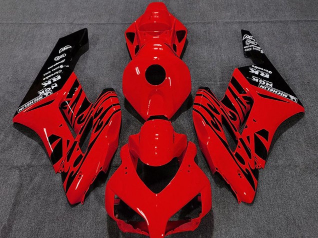 2004-2005 Honda CBR1000RR Motorcycle Fairings - Red Glossy Black Flame Canada
