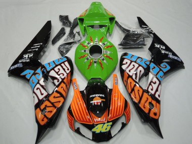 Purchase 2006-2007 Honda CBR1000RR Motorcycle Fairings - Green Orange Blue Glossy Black Rossi 46 Canada