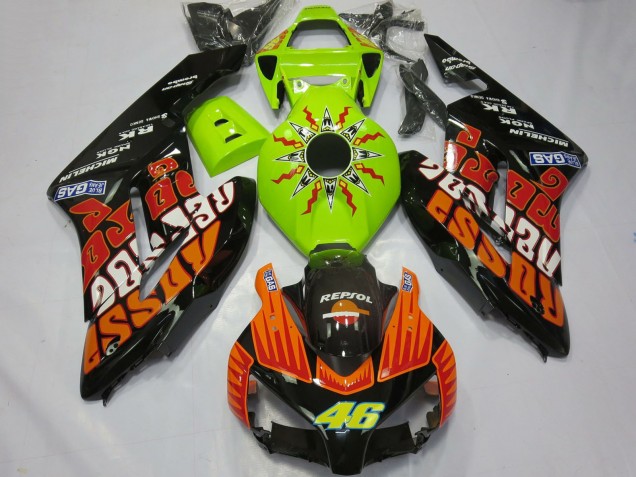 2004-2005 Honda CBR1000RR Motorcycle Fairings - Lime Green Orange Glossy Black Rossi 46 Canada