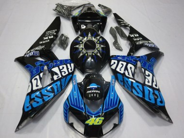 Purchase 2006-2007 Honda CBR1000RR Motorcycle Fairings - Glossy Black Blue Rossi 46 Canada