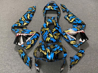 Purchase 2003-2004 Honda CBR600RR Motorcycle Fairings - Blue Gold Camouflage Shark Canada