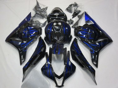 Purchase 2009-2012 Honda CBR600RR Motorcycle Fairings - Glossy Black Blue Flame Canada