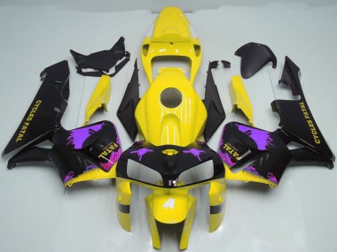 Purchase 2005-2006 Honda CBR600RR Motorcycle Fairings - Glossy Black Yellow Purple Splatter Canada
