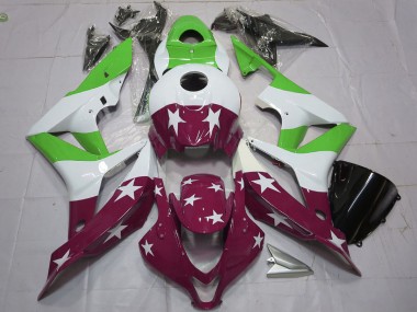 Purchase 2007-2008 Honda CBR600RR Motorcycle Fairings - White Green Maroon Red Stars Stripe Canada