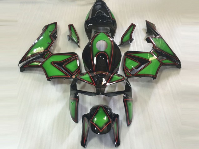 2005-2006 Honda CBR600RR Motorcycle Fairings - Green Black Red Outline Canada