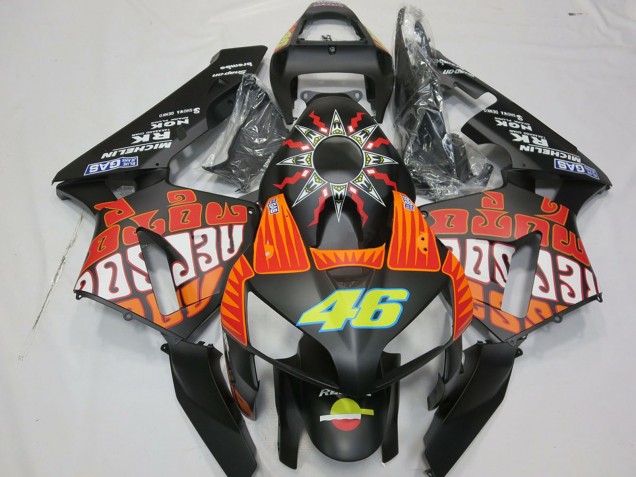 2003-2004 Honda CBR600RR Motorcycle Fairings - Matte Black Orange Yellow Rossi 46 Canada
