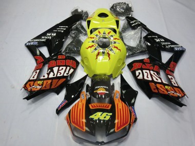 Purchase 2013-2023 Honda CBR600RR Motorcycle Fairings - Yellow Orange Glossy Black Rossi 46 Canada