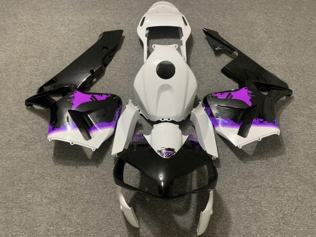 2003-2004 Honda CBR600RR Motorcycle Fairings - White Purple Glossy Black Splatter Canada