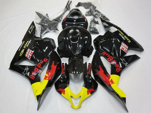2009-2012 Honda CBR600RR Motorcycle Fairings - Glossy Black Yellow Red Bull Canada